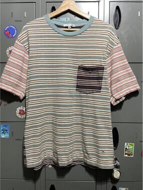 JW Anderson Uniqlo multi color striped pocket tee L 22x27